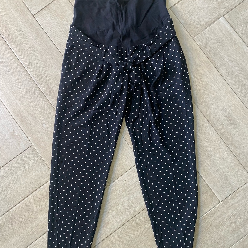 MAMA Maternity Black Polka Dot Knot-Waist Kids Pants